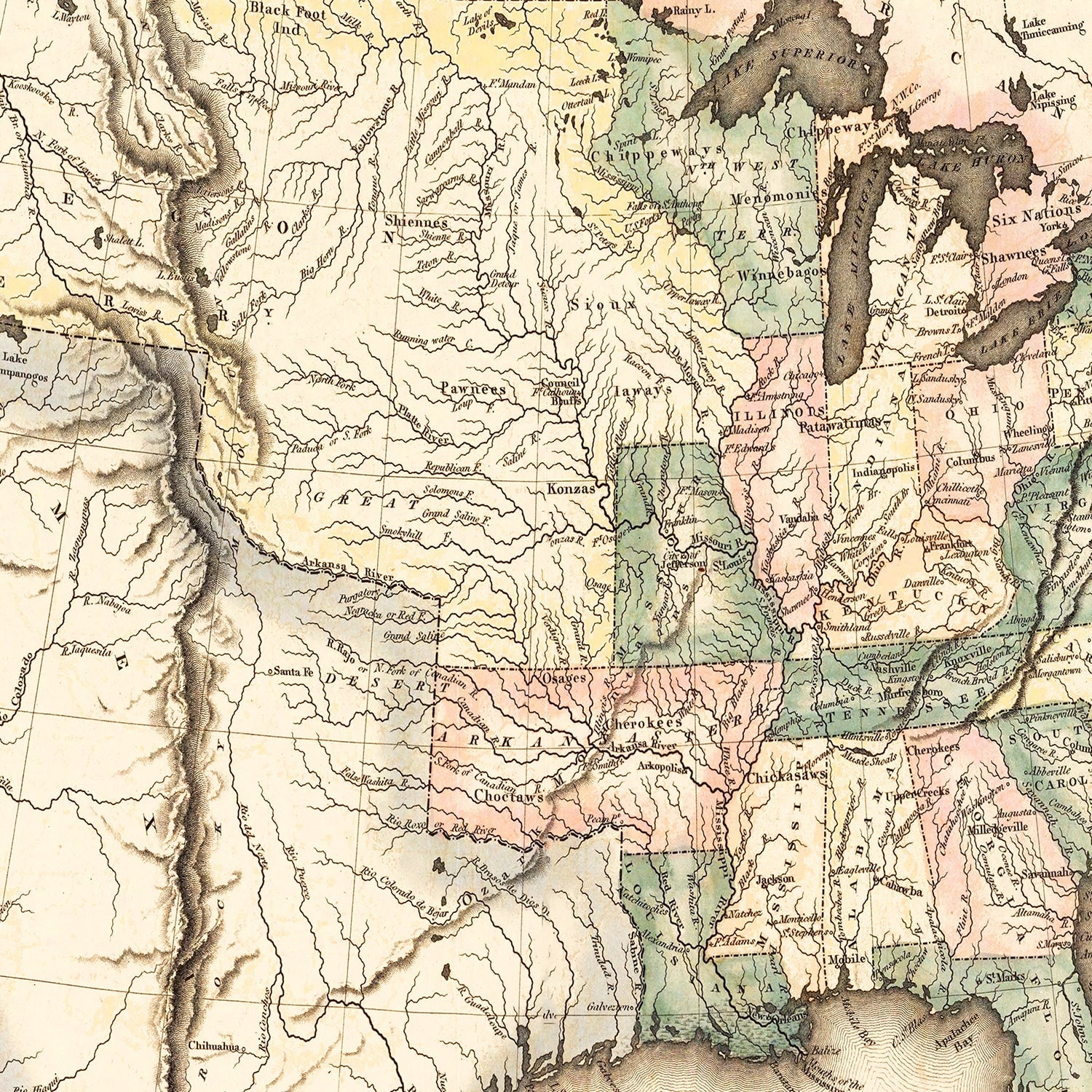 Vintage Map of United States 1823