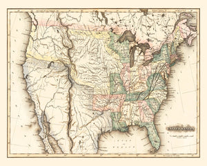 Vintage Map of United States 1823