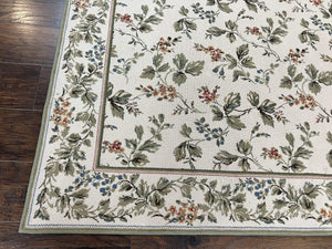Vintage Stark Carpet 7x10, Ivory and Green, European Aubusson Design, Allover Pattern, Stark Rug