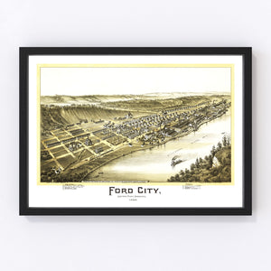 Vintage Map of Ford City, Pennsylvania 1896