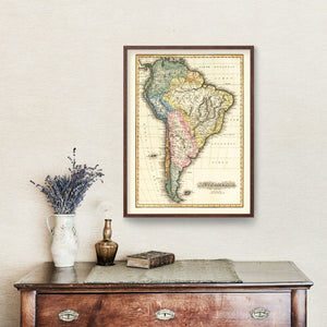 Vintage Map of South America, 1823