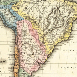Vintage Map of South America, 1823