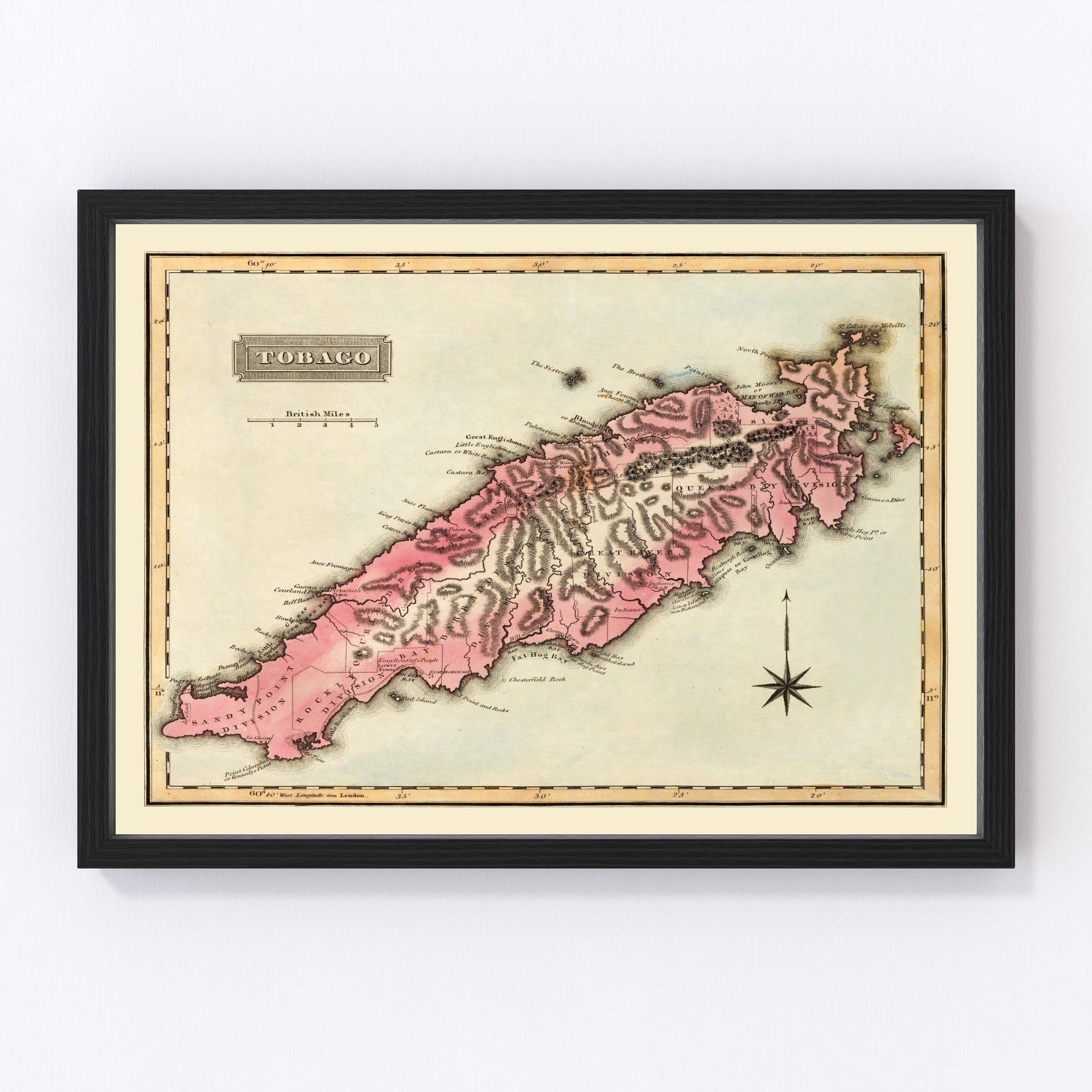 Vintage Map of Tobago, 1823