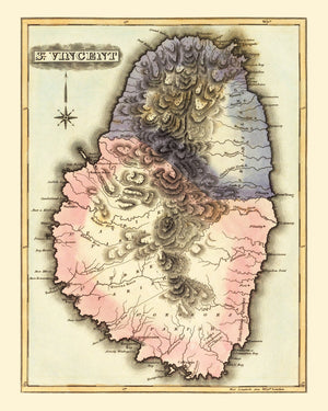 Vintage Map of St Vincent 1823