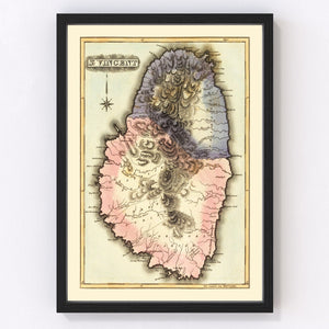 Vintage Map of St Vincent 1823