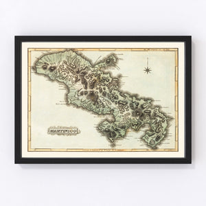 Vintage Map of Martinico, 1823