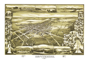 Vintage Map of Gettysburg, Pennsylvania 1888