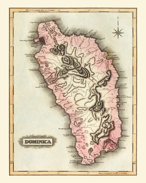Vintage Map of Dominica, 1823