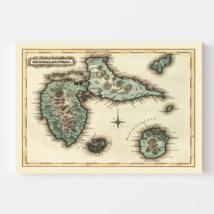 Vintage Map of Guadaloupe, 1823