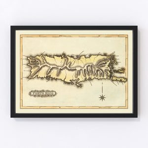 Vintage Map of Puerto Rico, 1823