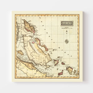 Vintage Map of Bahamas 1823