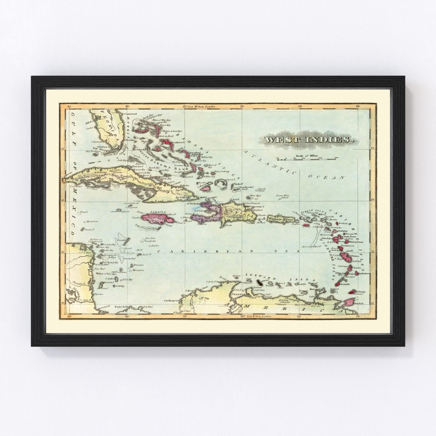 Vintage Map of West Indies, 1823