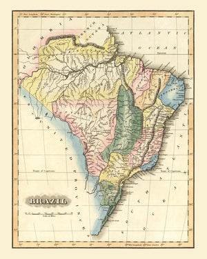 Vintage Map of Brazil 1823