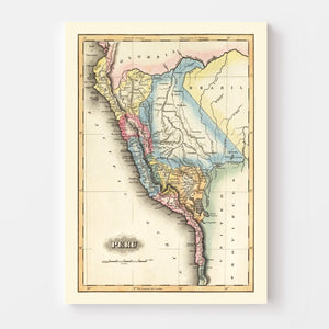 Vintage Map of Peru 1823