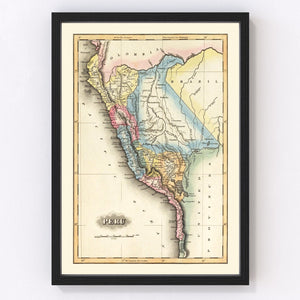 Vintage Map of Peru 1823