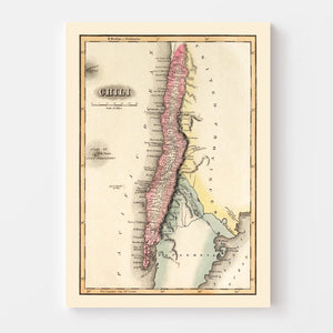 Vintage Map of Chile 1823