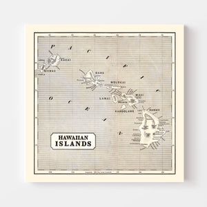 Vintage Map of Hawaii 1848