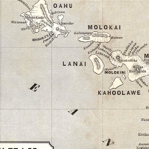 Vintage Map of Hawaii 1848