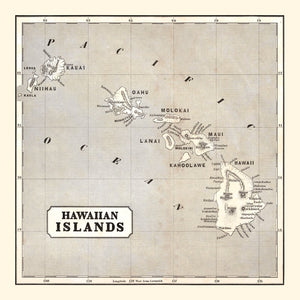 Vintage Map of Hawaii 1848