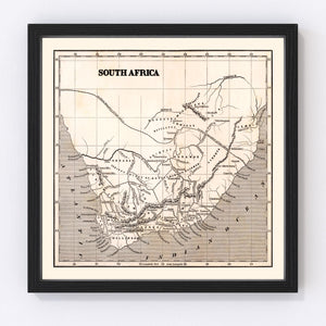 Vintage Map of South Africa, 1848
