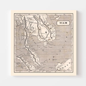 Vintage Map of Thailand 1848
