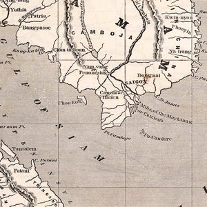 Vintage Map of Thailand 1848