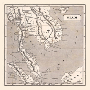 Vintage Map of Thailand 1848
