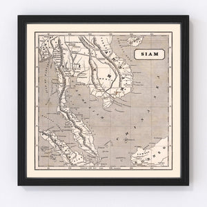 Vintage Map of Thailand 1848