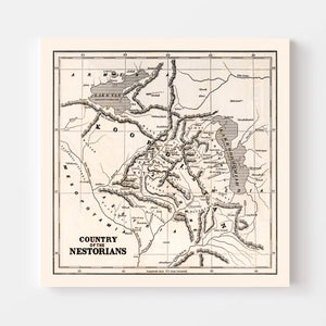 Vintage Map of Country of the Nestorians, 1848