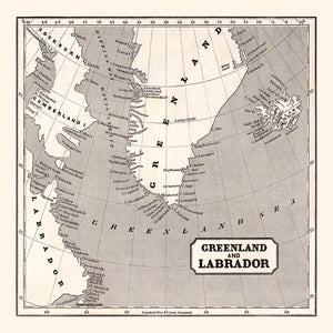 Vintage Map of Greenland 1848