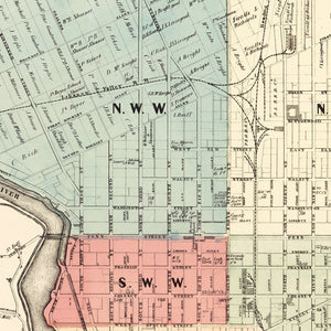 Vintage Map of Reading, Pennsylvania 1860