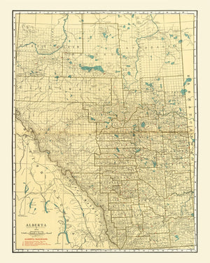 Vintage Map of Alberta Canada, 1924