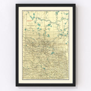 Vintage Map of Saskatchewan Canada, 1924