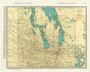 Vintage Map of Manitoba Canada, 1924