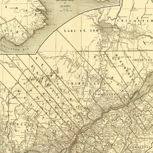 Vintage Map of Quebec Canada, 1924