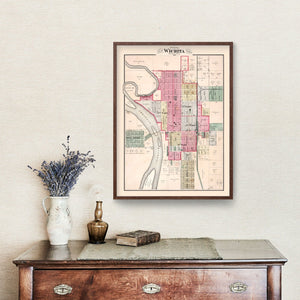 Vintage Map of Wichita, Kansas 1882