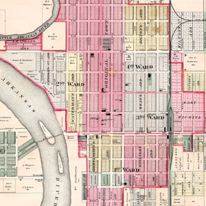 Vintage Map of Wichita, Kansas 1882