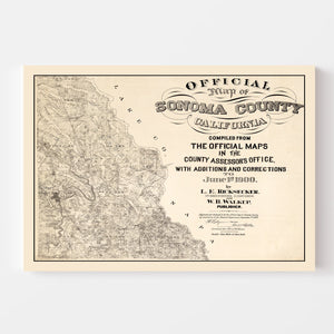Vintage Map of Sonoma County, California 1900