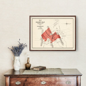 Vintage Map of The Gold Rule Mine, 1865
