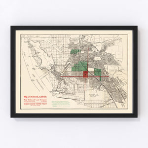 Vintage Map of Richmond, California 1910