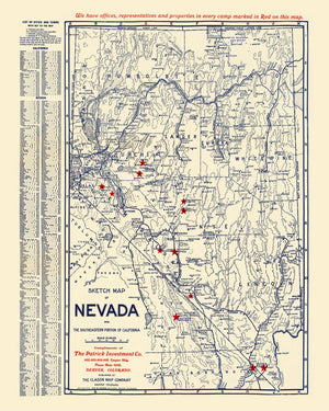 Vintage Map of Nevada 1906