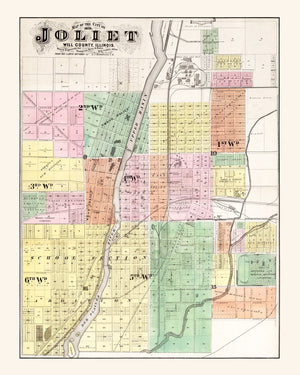 Vintage Map of Will County, Illinois 1873