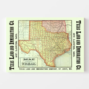 Vintage Map of Texas 1876