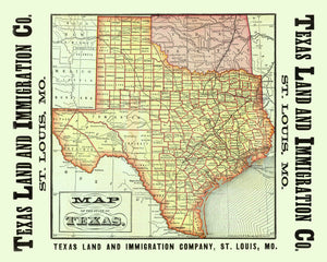 Vintage Map of Texas 1876
