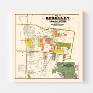 Vintage Map of Berkeley, California 1880