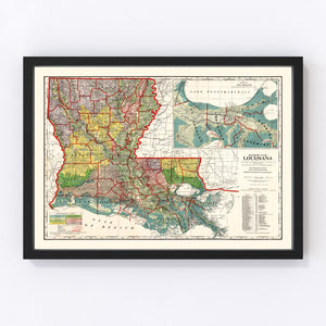 Vintage Map of Louisiana 1908