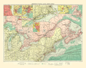 Vintage Map of American Atlantic Ports, 1922