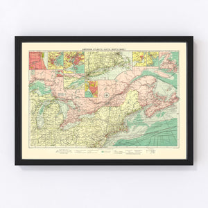 Vintage Map of American Atlantic Ports, 1922