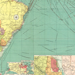Vintage Map of South Atlantic Ocean, 1922