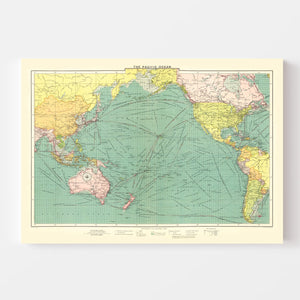 Vintage Map of Pacific Ocean, 1922